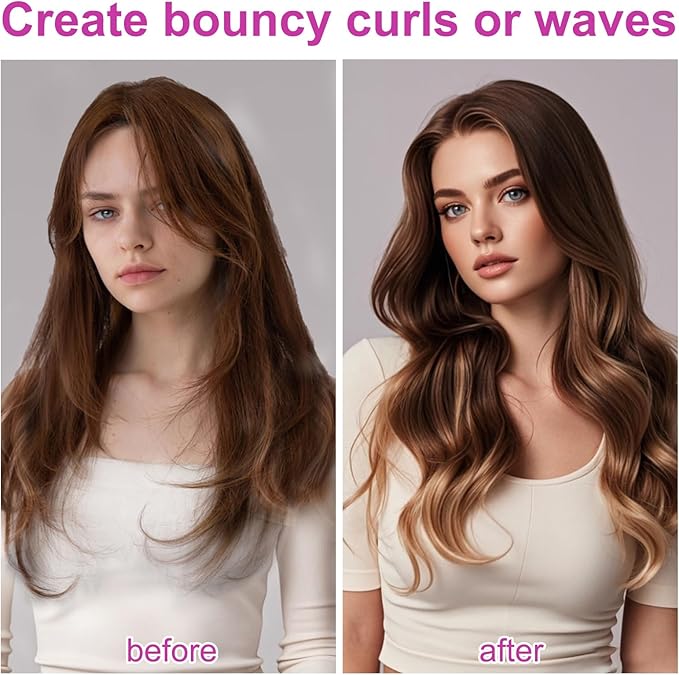 40mm/1.6 Hair Long Barrel Attachment for Dyson Airwrap HS01/05/08 Adjustable Bidirectional Auto-Wrap Curling for Bouncy Curls or Waves Rose