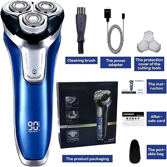 Electric Shaver Razor for Men with Floating Rotary Razor Ipx7 Led Display Rechargeable Dry/Wet Men's Electric Shavers