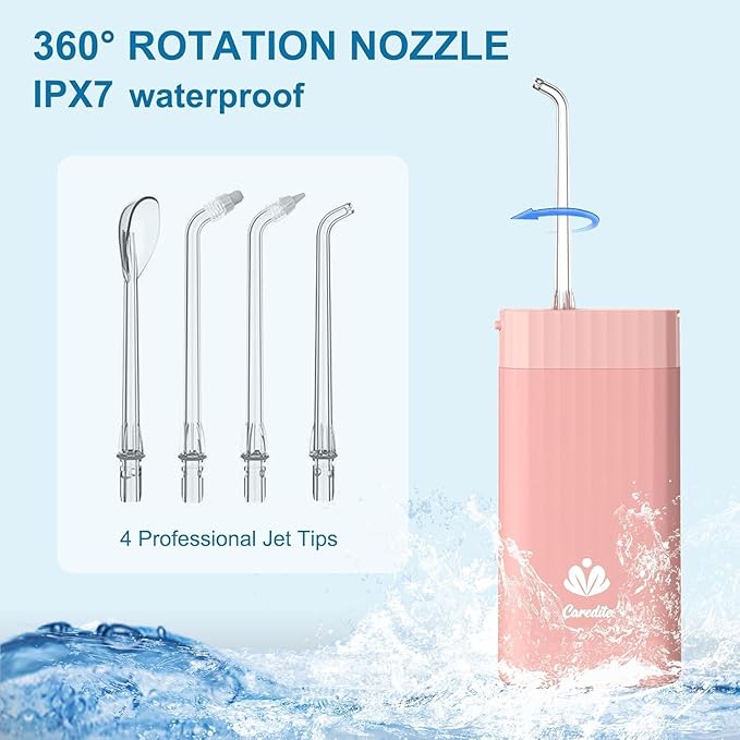 Portable Water Flosser for TeethTravel Water Flosser PicksMini Cordless Oral Irrigator Rechargeable Power Dental with Telescopic Water Tank IPX7 Wateroproof for Brace &amp Sensitive Teeth CarePin
