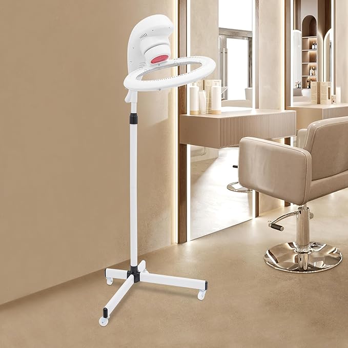 Professional Salon Orbiting Infrared Ring Hair Dryer Color Processor Accelerator Adjustable Height Stand Hair Dryer w/Rolling Base