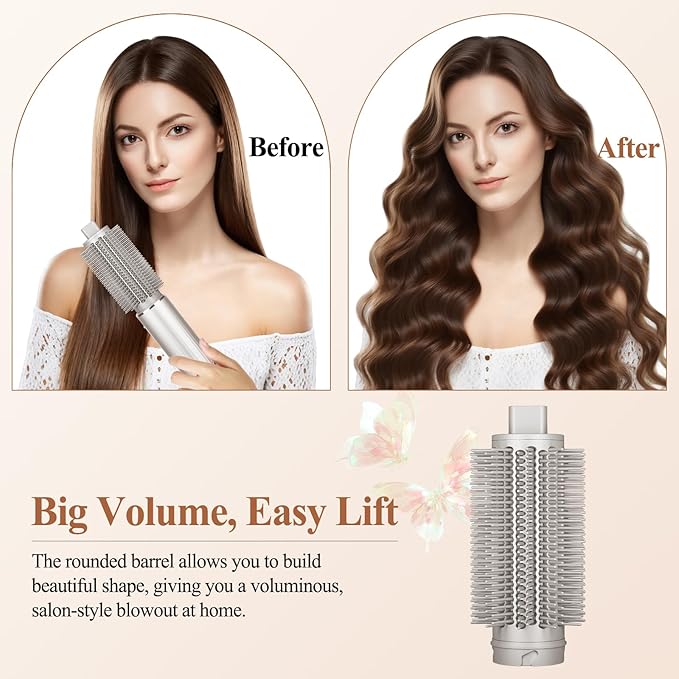 Long Barrel Curling and Upgraded Round Volumizing Brush for Shark Flex Style Attachment
