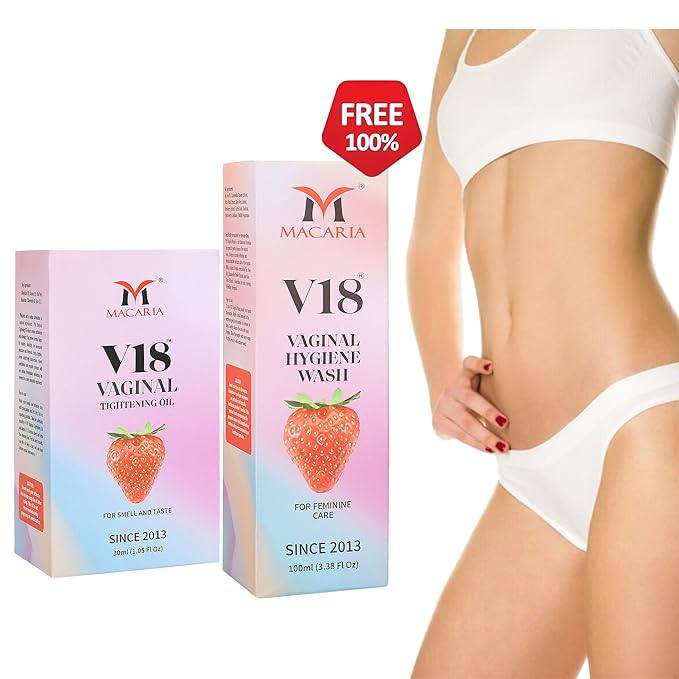 MACARIA V18 Vaginal Tightening Oil (Cream Gel) for smell and taste good down there for women with V18 vaginal wash