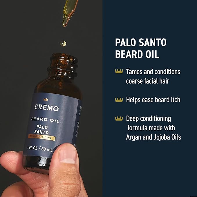 Cremo Palo Santo 2n1 Beard Wash &amp Softener + Deep Conditioner + Oil Set for Medium to Long Beards