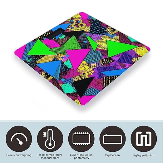 Smart Scale for Body Weight Automatic Switch Digital Bathroom Weighing Scale 80s 90s Memphis Geometric