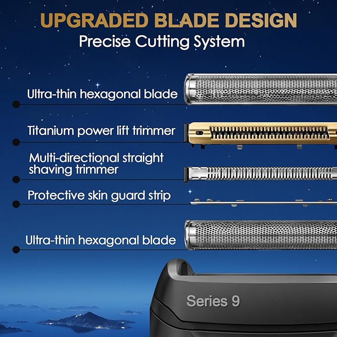 92B Series 9 Electric Shaver Replacement Head Series 9 Shaving Razor Head S9 Foil &amp Cutter Razor Heads Compatible with 9290cc 9291cc 9370cc 9293s 9385cc 9390cc 9330s 9296cc Etc