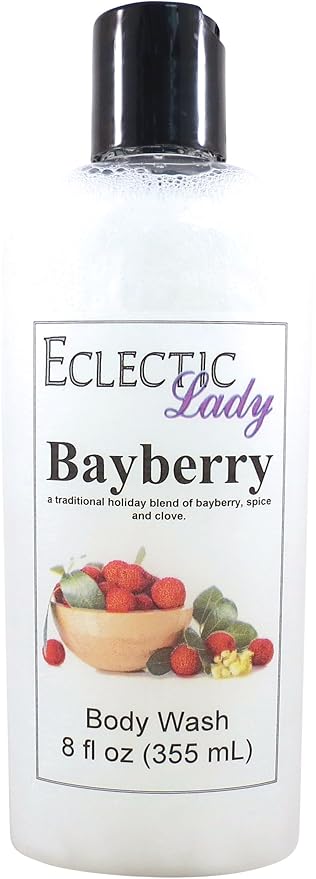 Eclectic Lady Liquid Pearl Body Wash - Bayberry Scent 3-in-1 Use For Bubble Bath Hand Soap &amp Body Wash Phthalate-Free Bayberry Fragrance Handcrafted in USA (8 oz)