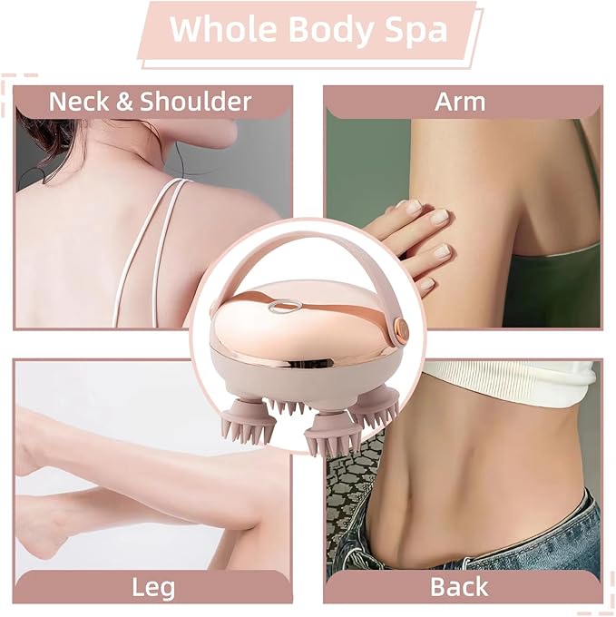 Electric Scalp Massager for Hair Growth Red Light Therapy Head Massager Stress Relax Waterproof Scalp Scrubber with Hand Strap Handheld Rechargeable Scalp Massagers for Body &amp Dog Massager (Gol