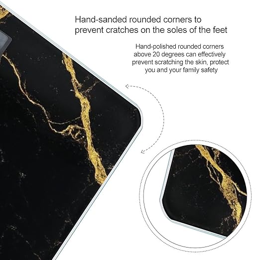 Smart Scale for Body Weight Digital Bathroom Weighing Scale Energy Saving Scale Black and Gold Marble Texture