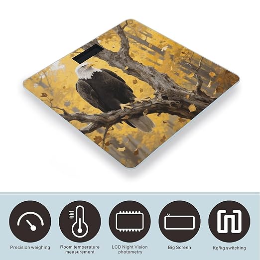 American Bald Eagle Bathroom Scale for Body Weight Bathroom Digital Electronic Weighing Scale with Back Lit LED Display Sturdy Tempered Glass Weight Watchers Scales 400lb