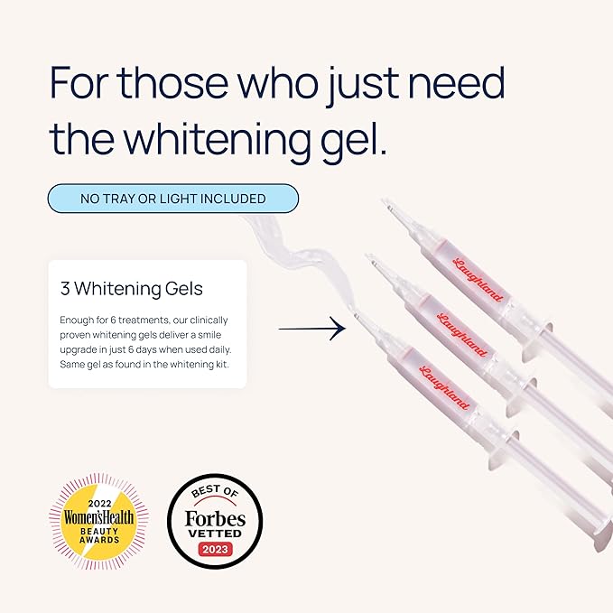 Laughland Original Teeth Whitening Gel 3 Pack Tooth Whitener Made with 8% Hydrogen Peroxide Glycerin Aloe Vera &amp Mint At Home Dental Care Travel Friendly 6 Treatments (3 Pack Original)
