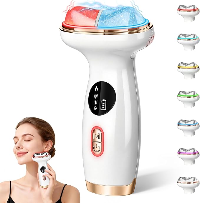 Heating Facial Massager for Neck and Face Electric Gua Sha Cold Face Depuffer to Shaping and Reduce Swelling Improves Skin Elasticity