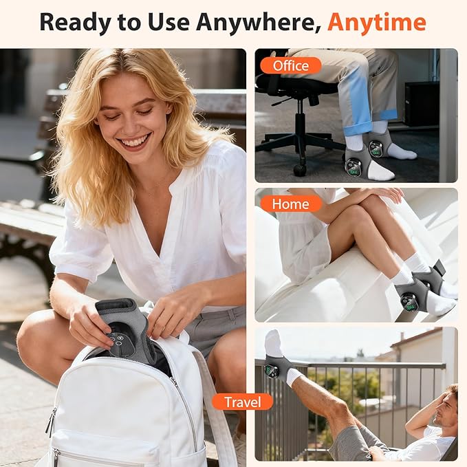 Cordless Ankle Massager Ankle Heating Pad with Massage Heated Foot Brace Wrap with 3000mAh Rechargeable 4 -Level Heats Foot Heating Pad for Sports/Work/Travel (Grey)