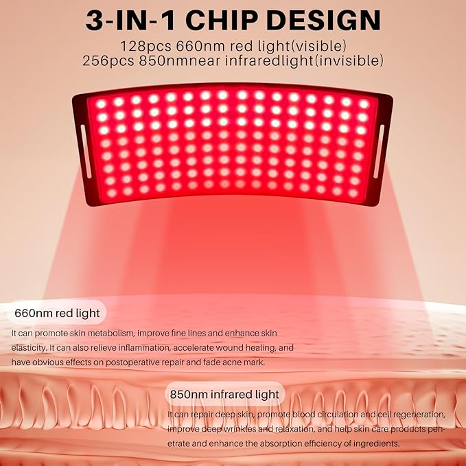 FDA-Approved Red Light Therapy for Body &amp Infrared Light Therapy Lamp (660nm/850nm) with Stand - Adjustable Moldable for Body/Skin Care with Eyes Protection Goggles