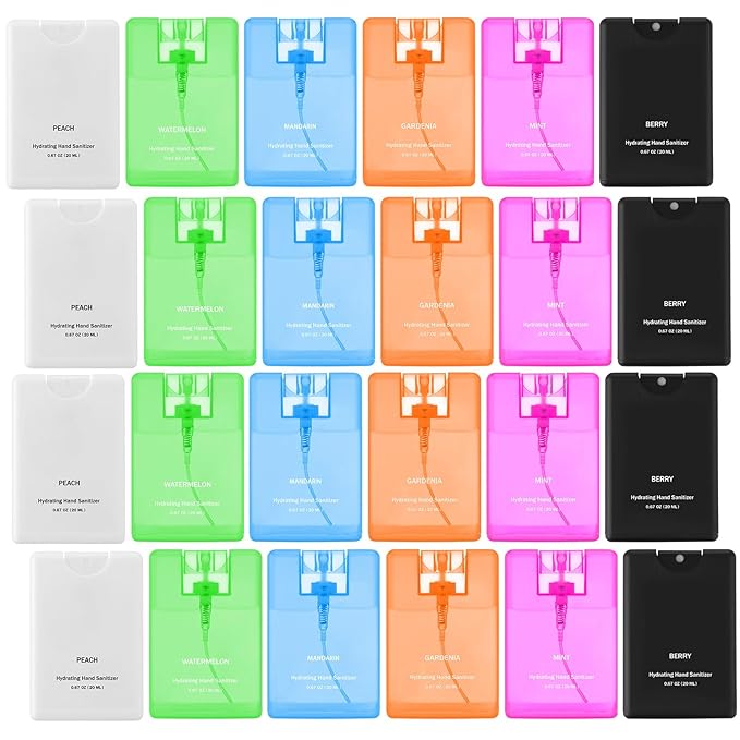 24 Pack Hand Sanitizer Spray Bulk Travel Size Hand Sanitizer Mini Pocket Spray Gifts for Coworker Staff Teacher Holiday Favor(Clear24 Pcs)