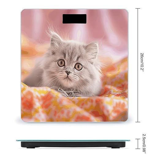 Digital Bathroom Scale for Body Weight Scale with Bright LCD Display High Accuracy Step-On Technology Auto On/Off Light Gray Cat Digital Scales 400 Lbs /180kg