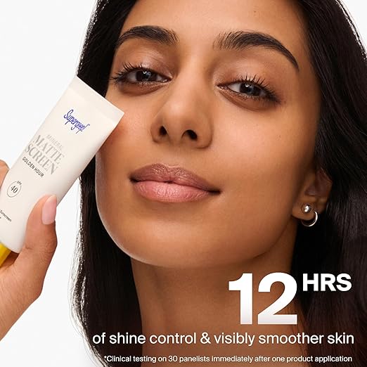 Supergoop! Mineral Mattescreen (SPF 40) - 100% Mineral Oil-Free Broad Spectrum Sunscreen - Smooths Skin’s Appearance Minimizes Pores &amp Controls Shine - Water &amp Sweat Resistant