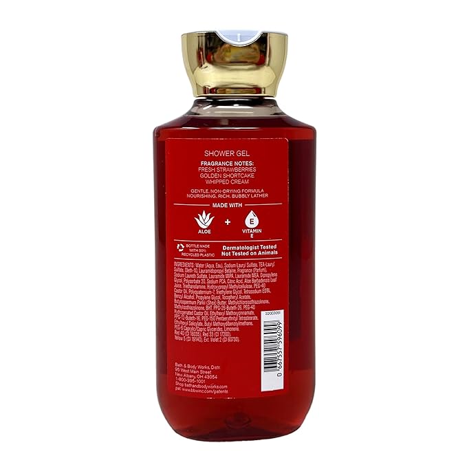 Bath &amp Body Works Strawberry Pound Cake - Ultimate Hydration Body Cream Fine Fragrance Mist Body Lotion and Shower Gel - with a Peach Gardenia Bar Soap