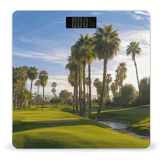 Palm Tree Golf Course Bathroom Scale Ultra-Bright Liquid Crystal Screen Weight Scale Accurate Bathroom Body Scales for Body Weight Bathroom Pet Home Bedroom Gift-Giving