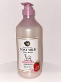 Premium Goat Milk Body Wash with Strawberry for Smooth Skin Moisturizing PH Balancing Body Cleanser with Herb Pure Complex 27 fl oz