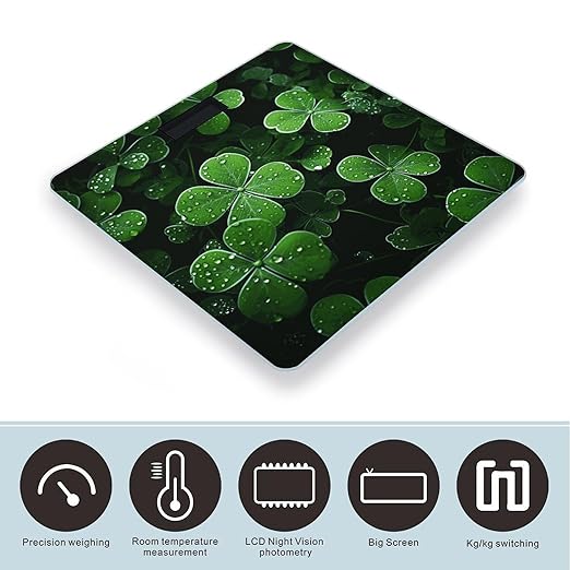 St Patricks Day Leaves Bathroom Scale for Body Weight Bathroom Weighing Scale with Backlit LCD Display Highly Accurate Measures Weight Up to 180kg