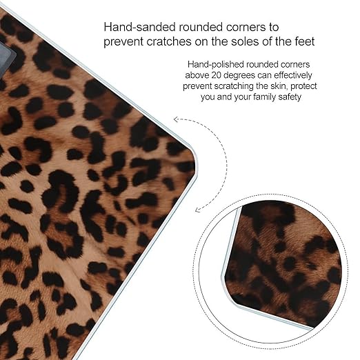 Leopard Print Bathroom Scale for Body Weight LCD Display Digital Bathroom Scale Tempered Glass Bathroom Weight Scales Fashion Smart Scales for Home Bedroom 400 Lb