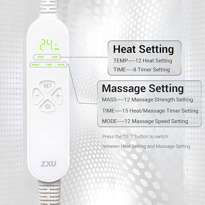 Heating Pad with Massager for Upper Back and ShoulderLarge Massage Heated Wrap for Back Pain Relief12 Percussion Massage Mode 3 in 1 Weighted Massage Electric Heated Pad