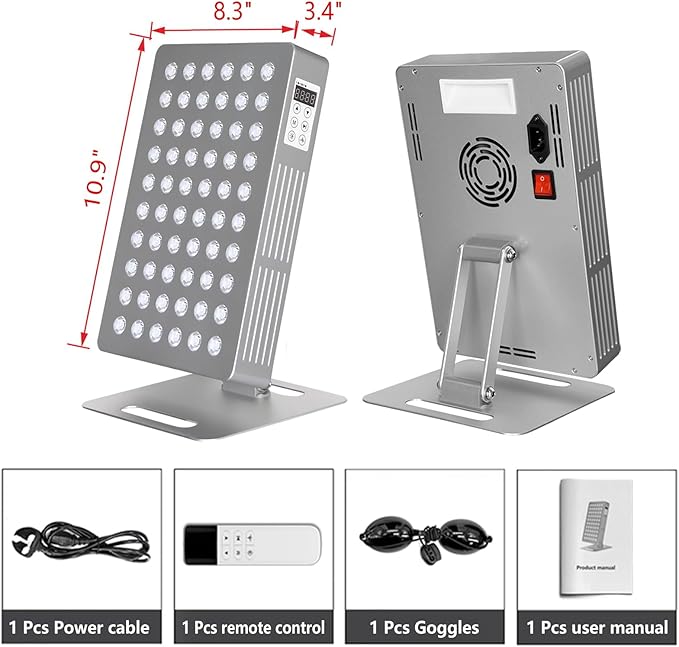Red Light Therapy Panel Device 630-850nm 5 Wavelengths Red &amp Near Infrared Light Therapy Touch Screen LED Light Therapy Lamp 60 LEDs Adjustable Brightness Pulse &amp Mode