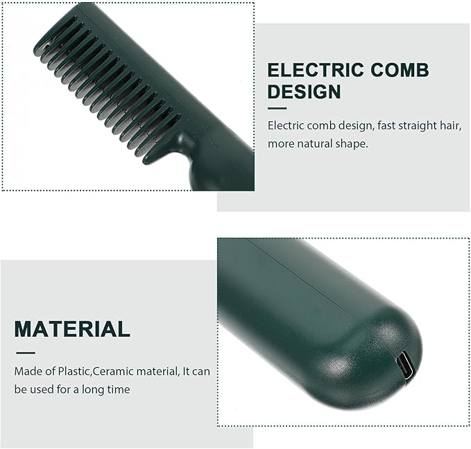 USB Powered Electric Hair Straightening Comb with Ceramic Plates Small Portable Heating Hair Styler for Safe Minimize Heat Damage for Healthy Look
