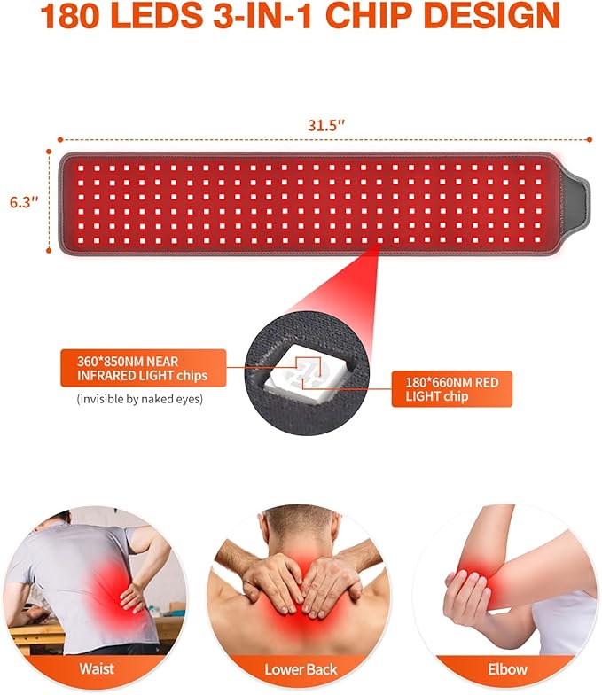 Red Light Therapy Belt Infrared Red Light Therapy for Body Red Light Wrap with Timer for Back Shoulder Waist Muscle Pain Relief