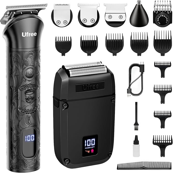 Ufree Beard Trimmer for Men Foil Shaver Electric Razor Shavers for Body Face Nose Ear Cordless Hair Trimmer Professional Hair Clippers Mustache Grooming Kit Birthday Gifts for Men