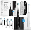 Aquasonic Duo Series PRO UV - ADA Accepted Electric Toothbrushes with UV Sanitizer - Inductive Charging Base - 5 Modes with Smart Timers - 10 Proflex Brush Heads &amp 2 Travel Cases