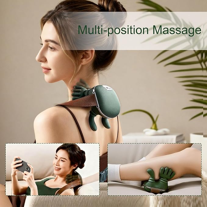 Neck Massager Shiatsu Neck and Back Massager with Heat 4D Kneading Simulated Human Hand Design Electric Deep Tissue Massage Portable Body Massager for Shoulder Pain Relief &amp Muscle Relax