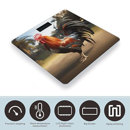 Proud Rooster Bathroom Scale Rounded Smart Scale for Body Weight Automatic Power On/Off Weight Scales Accurate Bathroom Digital Scales for Pet Home Bedroom Kitchen