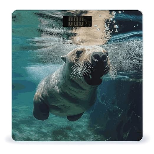 Funny Sea Lion Weight Scale Digital Electronic Scales Bathroom Scale Larg LCD Backlight Display High Precision MeasurementsTempered Glass
