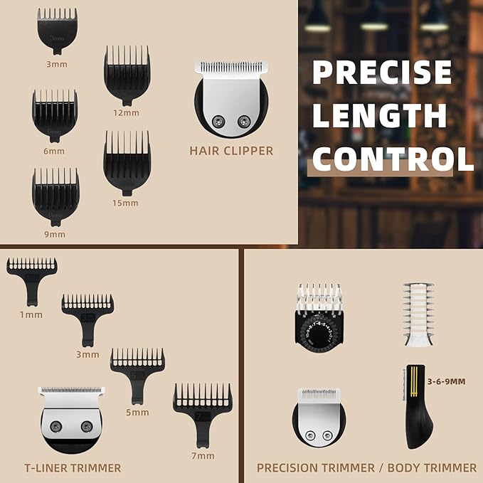 Ufree Beard Trimmer for Men Electric Razor Shaver Cordless Hair Clipper Shaving Kit for Mustache Body Nose Ear Hair Facial Adjustable Beard Grooming Kit Birthday Gifts for Men