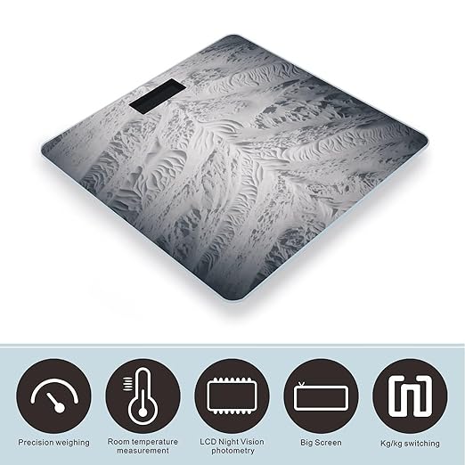 White and Gray Scale for Body Weight Anti-Slip Digital Bathroom Scale Sturdy Toughened Glass Weighing Scales High Precision Safe Rounded Corners Smart Scales