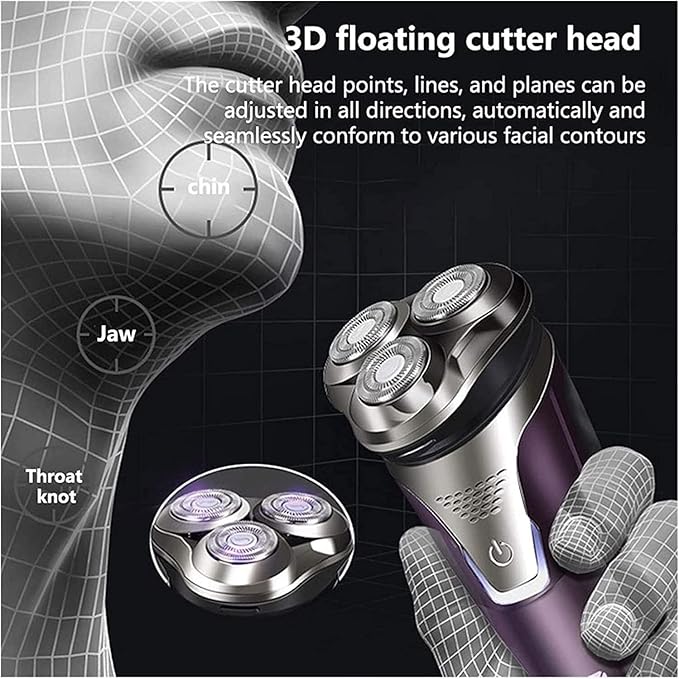 Electric Razor Shaver for MenWet&ampDry Metal IPX7 Waterproof Removable Beard Hair Trimmer Mens Rotary Shavers Included Charging Adapter