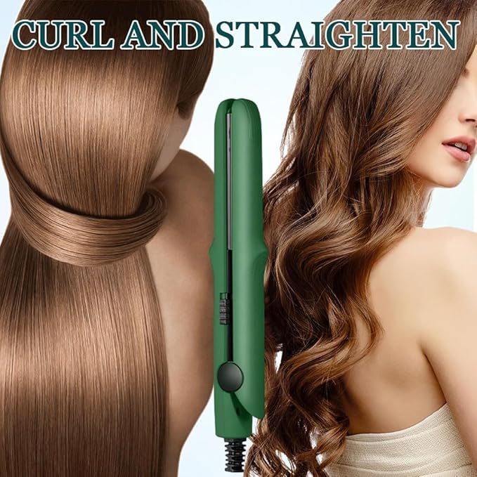 Upgrade 2 in 1 Mini Curling Wand &amp Flat Iron Hair Straightener Portable Travel Curling Wand for Women Short Hair Hair Straightener