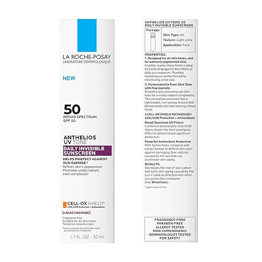 La Roche Posay Anthelios UV Sunscreen SPF 50 Daily Sunscreen for Face in 3 Formulas UV Tone with Niacinamide UV Hydra with Hyaluronic Acid UV Clear with Azelaic Acid Broad Spectrum Invisible SPF