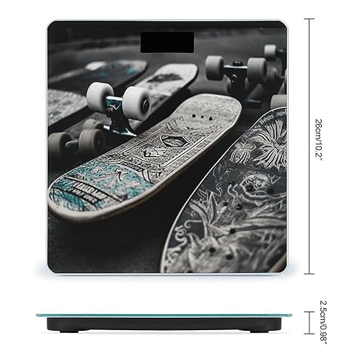 Skate Boards Scale for Body Weight Precision Bathroom Weighing Scales with Back Lit LCD Display Sturdy Tempered Glass Body Weight Scales Digital Bathroom Scale 400lb