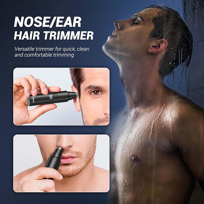 HOOICB Nose Hair Trimmer for Men Ear Hair Trimmer Grooming IPX7 Waterproof Built-in Rechargeable Battery