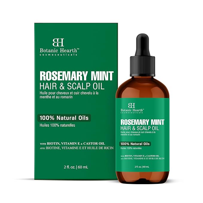 Botanic Hearth Rosemary Mint Hair Oil 2 fl oz + Tea Tree Body Wash 16 fl oz – Hair &amp Body Care Combo with Pure Tea Tree Oil – Refreshing Cleanse – Sulfate &amp Paraben Free – For Men &amp Women