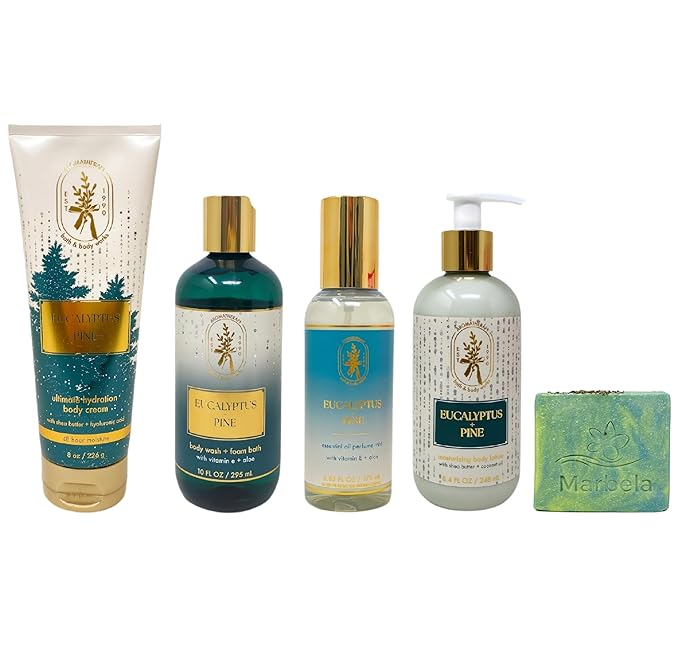 Bath &amp Body Works Aromatherapy Eucalyptus Pine - Ultimate Hydration Body Cream - Body Wash + Foam Bath - Essential Oil Perfume Mist - Moisturizing Body Lotion with a Fresh Forest Bar Soap