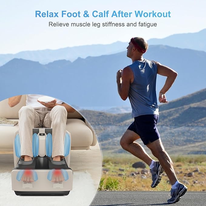 COMFIER 2-in-1 Shiatsu Foot Massager&ampFoot RestFoot and Calf Massager with APP ControlHeated Feet Massager for Foot Pain ReliefGifts for Men Women