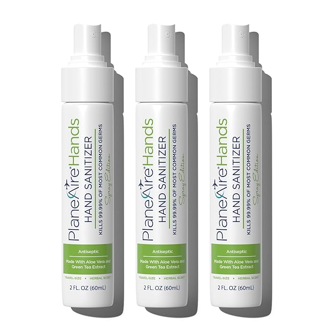 Signature Herbal Spray Hand Sanitizer | Travel Size | Hydrate &amp Cleanse | Made with Aloe Vera &amp Green Tea Extract | Blend of Essential Oils Including Peppermint &amp Lavender | Travel Essenti