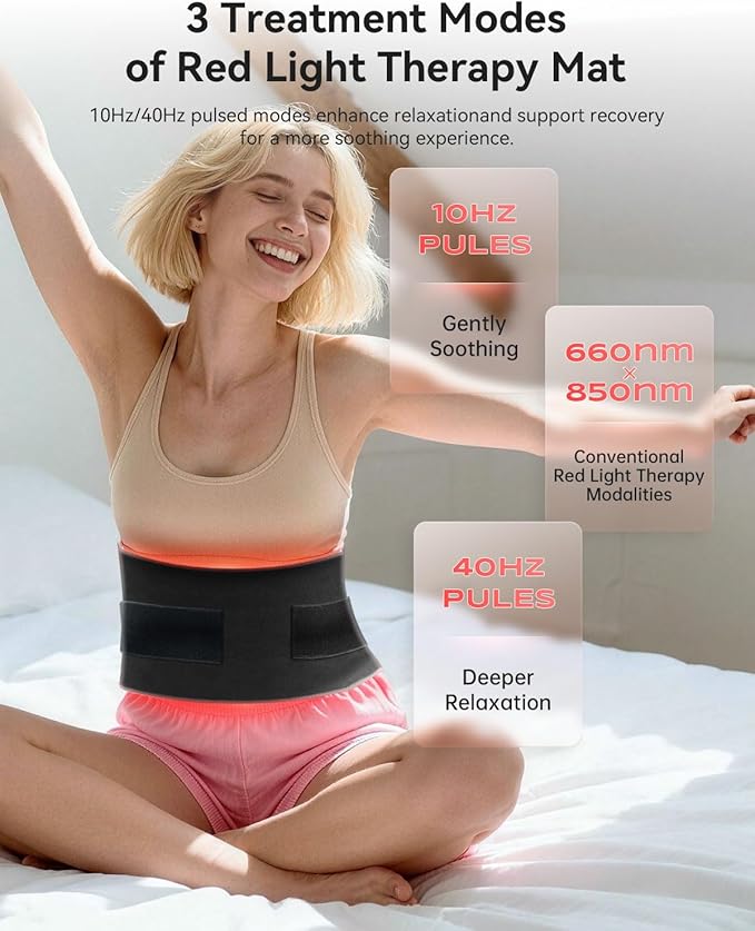 2025 Upgraded Red Light Therapy Mat Full Body 30.9x11.24 Large Size Dual Wavelength Red Light Therapy Pad 3 Modes 5 Intensity Levels EVA Breathable Material Smart Timer