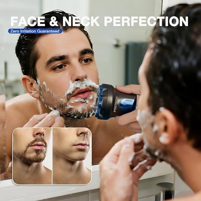 PRITECH Head Shaver for Bald Men - Effortless 6D Floating ShaveElectric Head Shavers for Men &amp Bald Head ShaversWaterproof Cordless Razor for Smooth ScalpFace &amp Perfect Beard2-Speed80Min