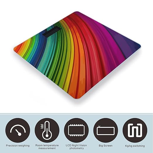 Rainbow Color Stripe Weight Scale Digital Electronic Scales Bathroom Scale Larg LCD Backlight Display High Precision MeasurementsTempered Glass