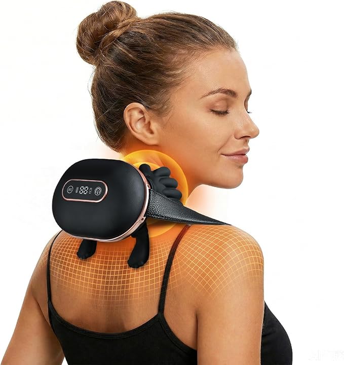 Neck and Back Massager with FingersBionic Real Palm Massager with HeatElectric Cervical Massage for Shoulder 4D Deep Tissue KneadingBalanced PressureIdeal for OfficeHomeTravel &amp Gifts (Blac
