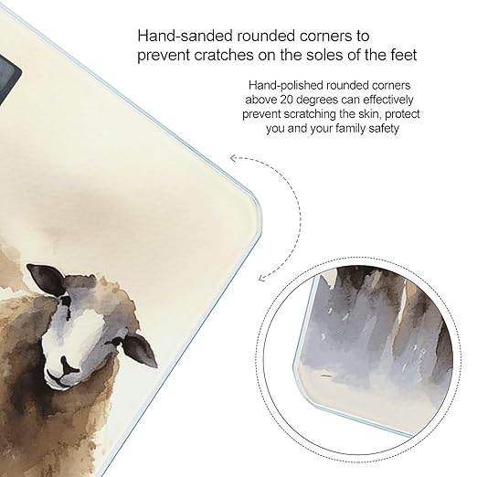 Sheeps Watercolor Bathroom Scale Rounded Smart Scale for Body Weight Automatic Power On/Off Weight Scales Accurate Bathroom Digital Scales for Pet Home Bedroom Kitchen